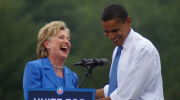 hillary and obama laughing